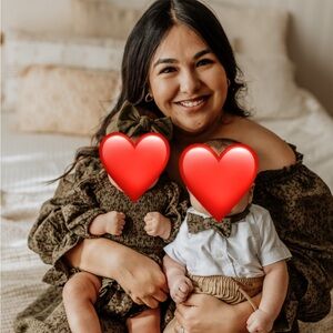 Ivy City Co. Dress (medium) MATCHING mommy & me. Baby dress 0-3 months + bow tie